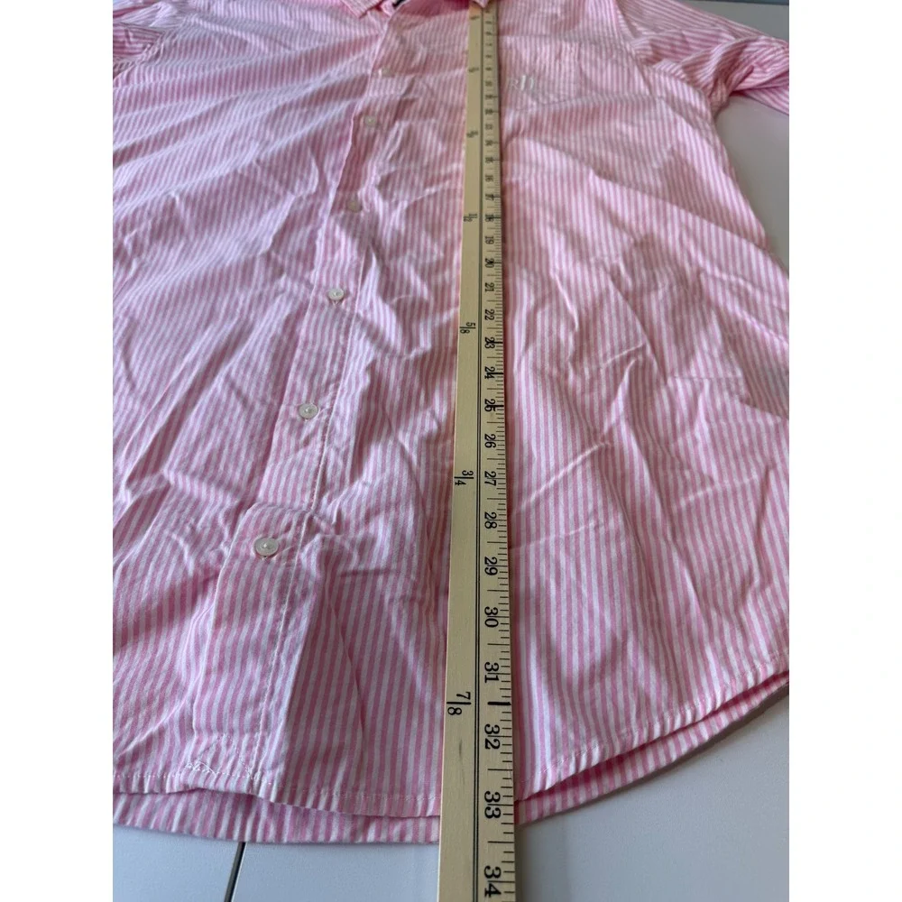 Lauren Ralph Lauren Sleep Shirt Womens L Pink Striped Cotton Poplin Nightshirt